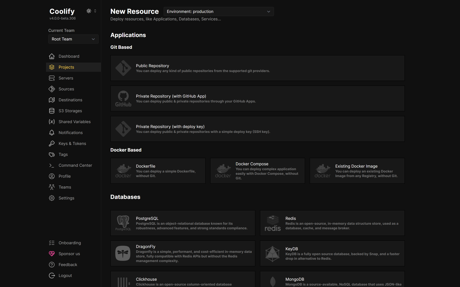 Coolify screenshot 1